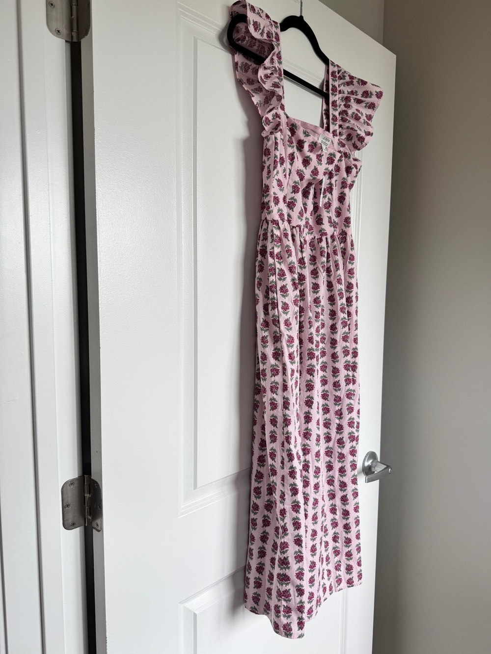 NWT J. CREW FACTORY Ruffle-Sleeve Midi Dress Paris Pink Multi w/ Pockets Size 14 - Picture 3 of 12